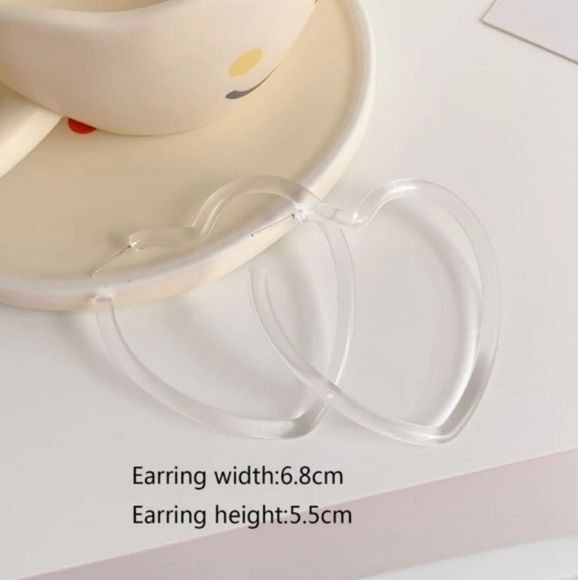 Clear Acrylic Large Heart Earrings! - Picture 2 of 6